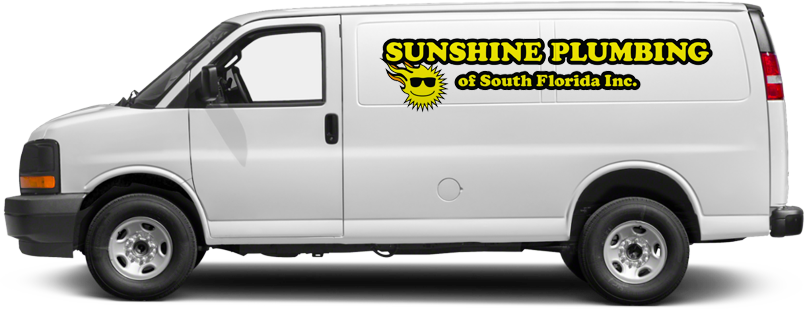 A white van with the sunshine inn of south florida logo on it.